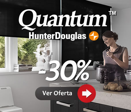 -30% de descuento en referencias seleccionadas en Cortinas Enrrollables Quantum™ de HunterDouglas. Cortinas modernas y elegantes Quantum™ motorizadas y automatizadas de Hunter Douglas en Bogotá, Colombia. Sortilegio Design Center SAS.