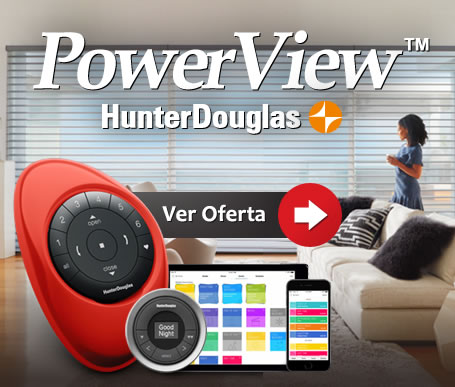 -15% de descuento en motorizaciones con el moderno sistema operativo PowerView™. Motorización y Automatización de Cortinas y Persianas Hunter Douglas en Bogotá, Colombia. Sortilegio Design Center SAS.